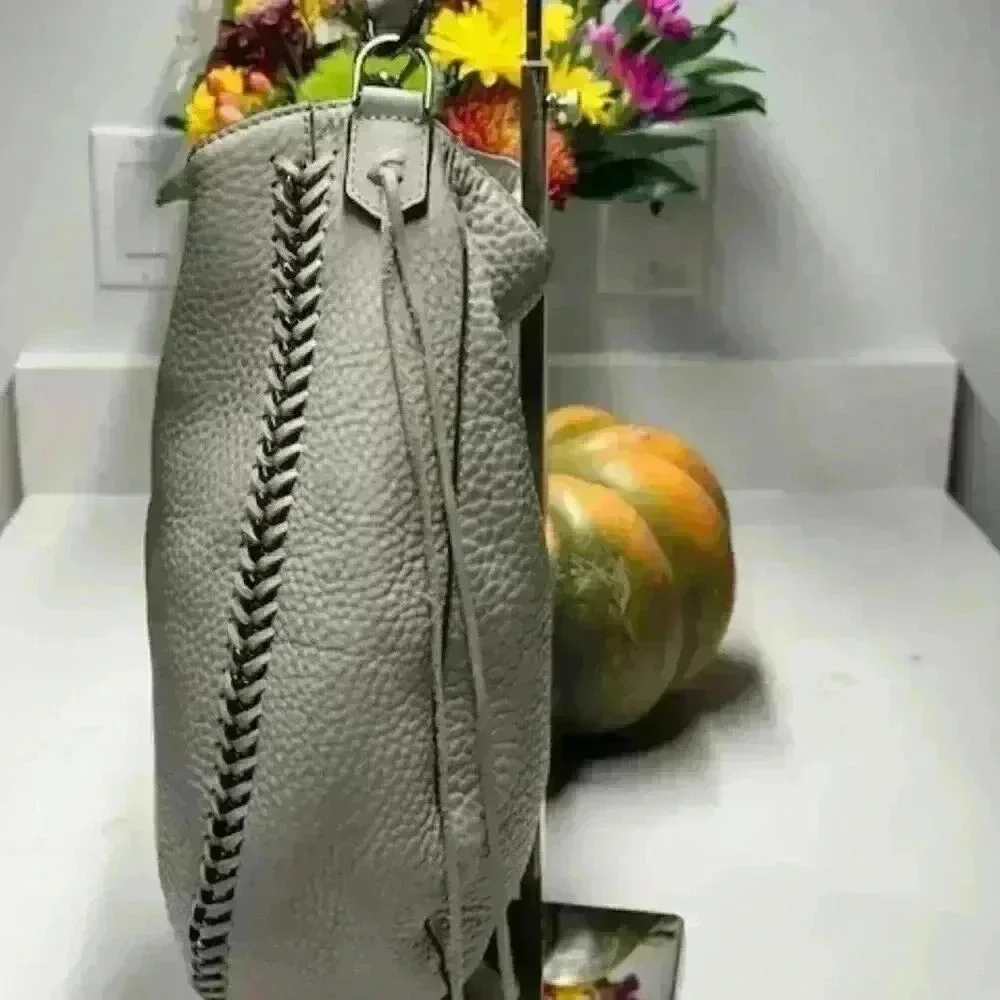 Rebecca Minkoff Gray Pebbled Leather Shoulder Hobo Bag - Picture 5 of 13